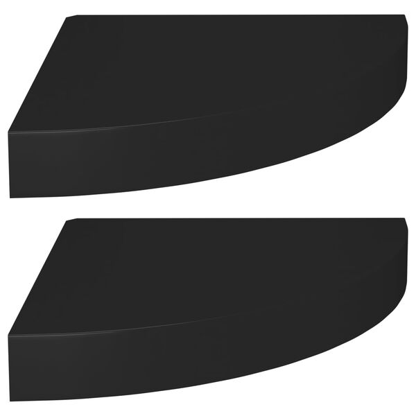 vidaXL Floating Corner Shelves 2 pcs Black 25x25x3.8 cm MDF