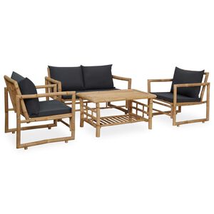 vidaXL 4 Piece Garden Lounge Set with Cushions Bamboo