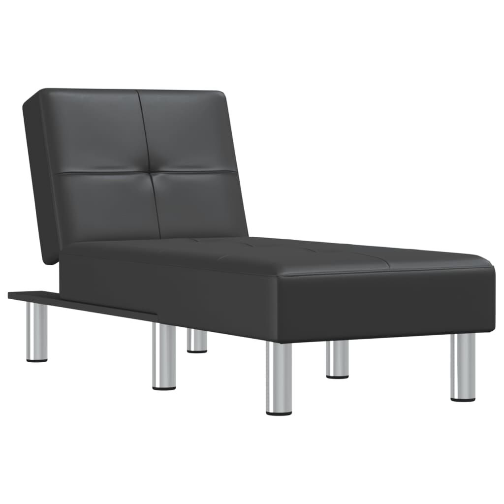 vidaXL Chaise Longue Black Faux Leather