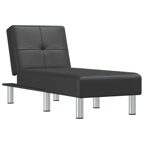 vidaXL Chaise Longue Black Faux Leather