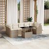 vidaXL 8 Piece Garden Sofa Set with Cushions Beige Poly Rattan
