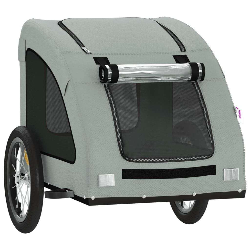 vidaXL Pet Bike Trailer Grey Oxford Fabric and Iron