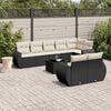 vidaXL 9 Piece Garden Sofa Set with Cushions Black Poly Rattan