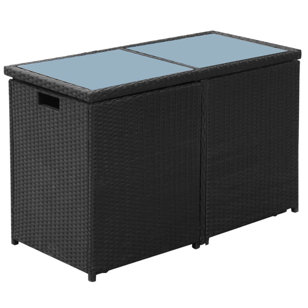 vidaXL 3 Piece Bistro Set with Cushions Poly Rattan Black
