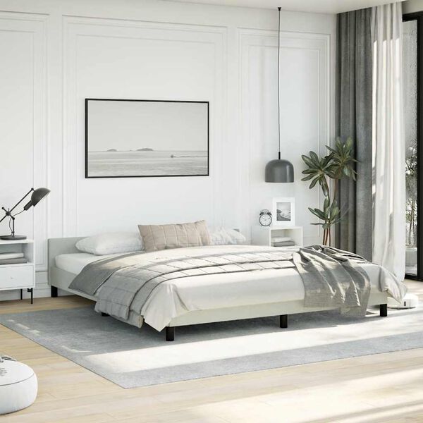 vidaXL Bed Frame without Mattress Light Grey 183x213 cm Velvet