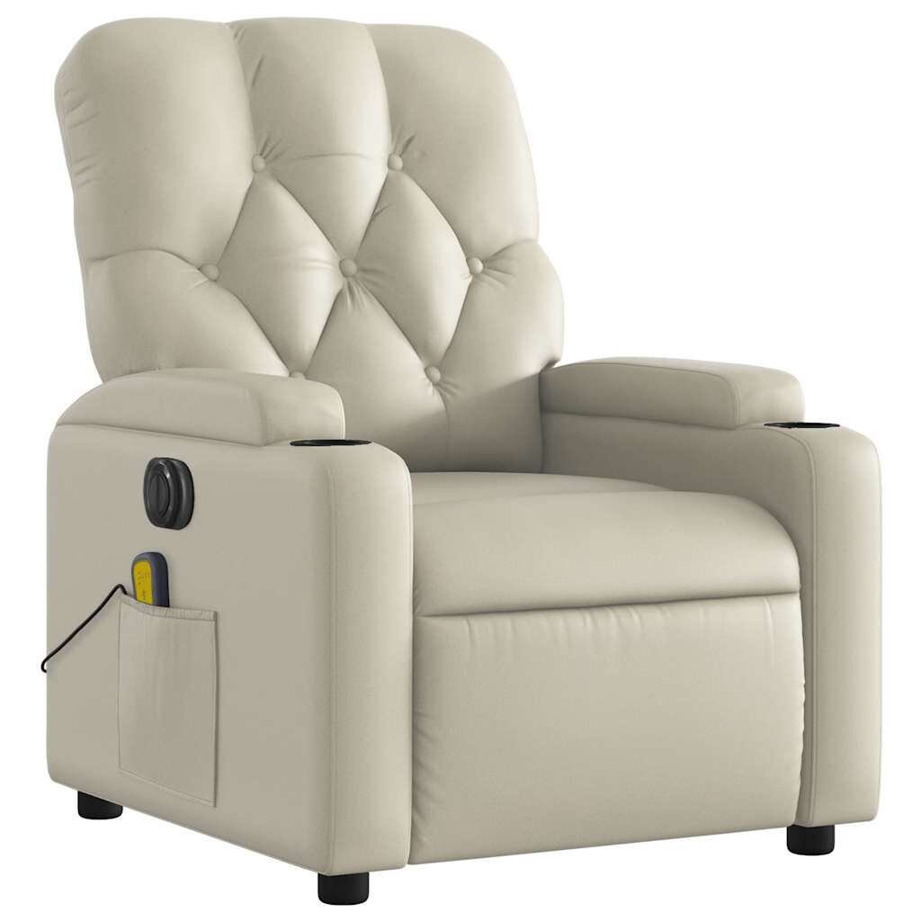vidaXL Electric Massage Recliner Chair Cream Faux Leather