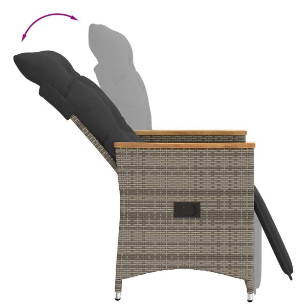 vidaXL 3 Piece Bistro Set with Cushions Grey Poly Rattan
