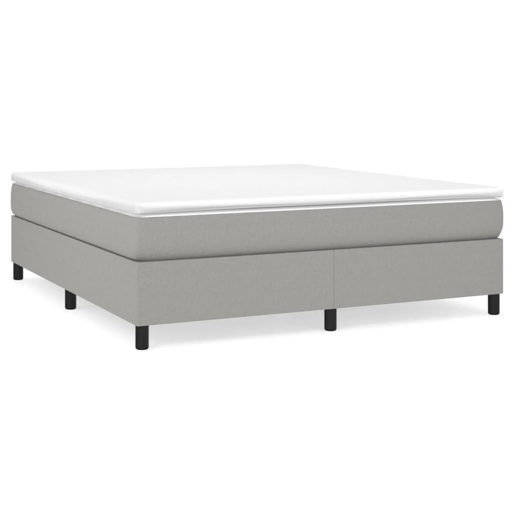 vidaXL Box Spring Bed with Mattress Light Grey 193x203 cm King Fabric