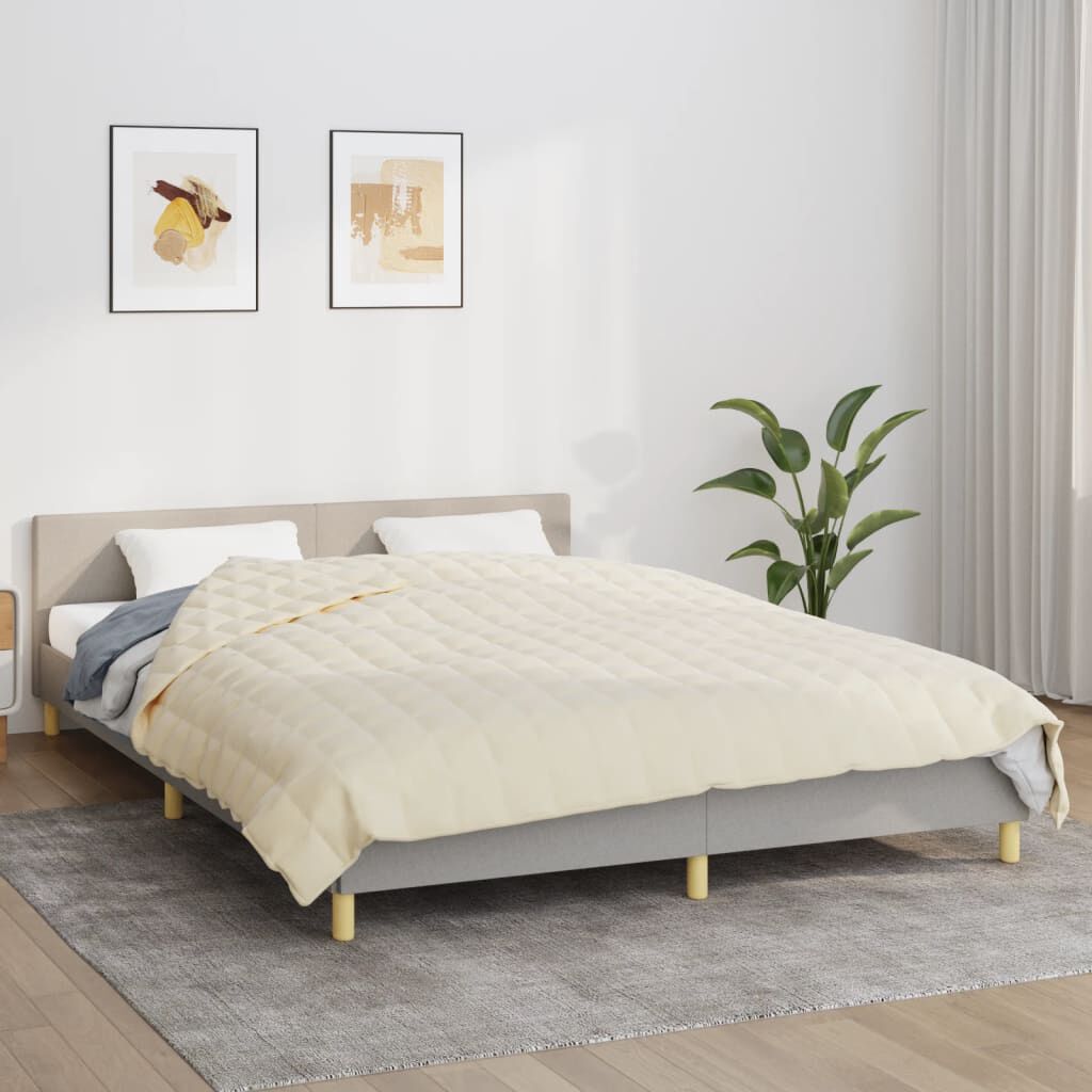 vidaXL Weighted Blanket Light Cream 220x230 cm King 11 kg Fabric