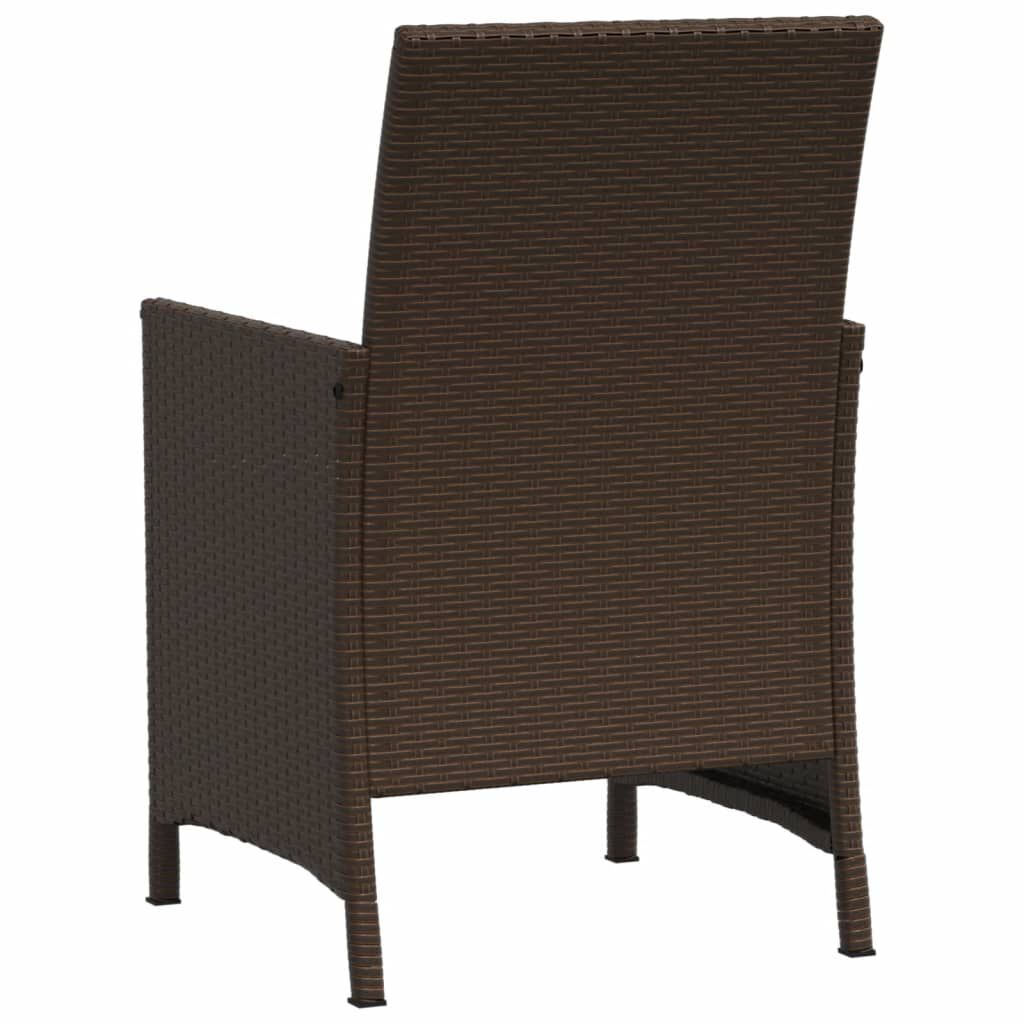 vidaXL 3 Piece Bistro Set with Cushions Brown Poly Rattan
