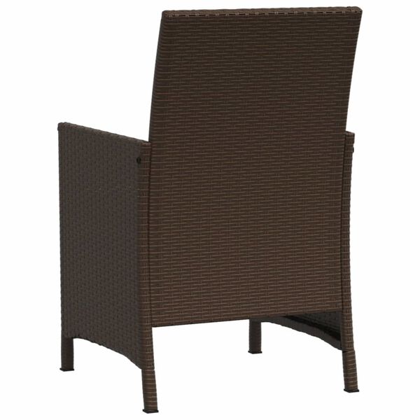 vidaXL 3 Piece Bistro Set with Cushions Brown Poly Rattan
