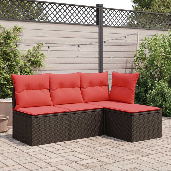 vidaXL Garden Stool with Cushion Brown 55x55x37 cm Poly Rattan