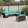 vidaXL 9 Piece Garden Sofa Set with Cushions Black Poly Rattan