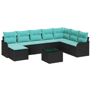 vidaXL Garden Sofa Set 9 pcs Black Poly rattan