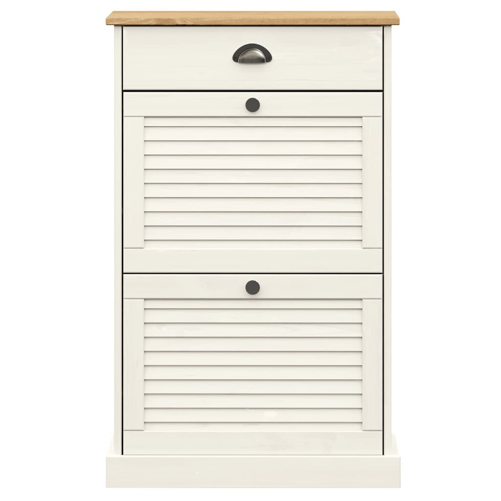 vidaXL Shoe Cabinet VIGO 60x35x96 cm White Solid Wood Pine
