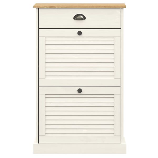 vidaXL Shoe Cabinet VIGO 60x35x96 cm White Solid Wood Pine