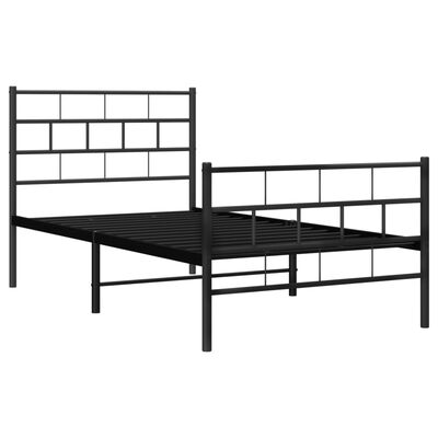 vidaXL Metal Bed Frame without Mattress with Footboard Black 100x190 cm