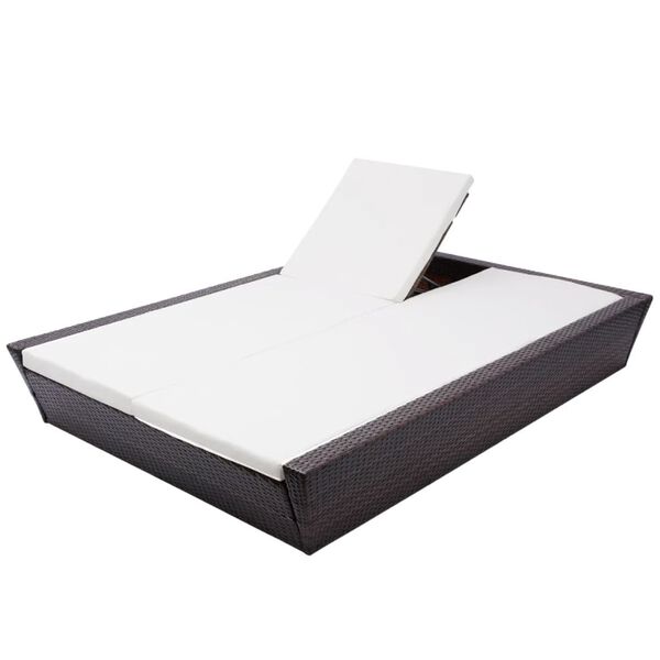 vidaXL Outdoor Lounge Bed with Cushion Poly Rattan Brown