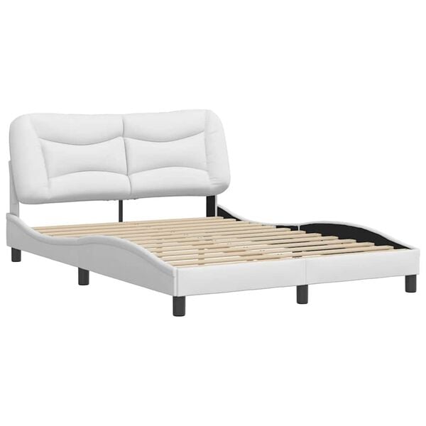 vidaXL Bed Frame without Mattress "Hvar" White 137x190 cm Double Faux Leather