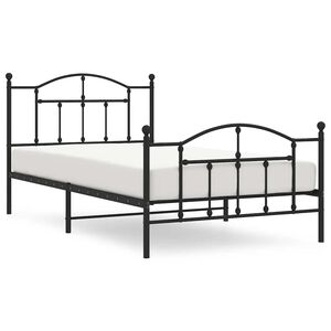 vidaXL Metal Bed Frame without Mattress with Footboard Black 100x200cm