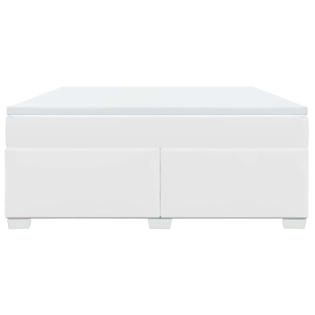 vidaXL Box Spring Bed with Mattress White King Faux Leather