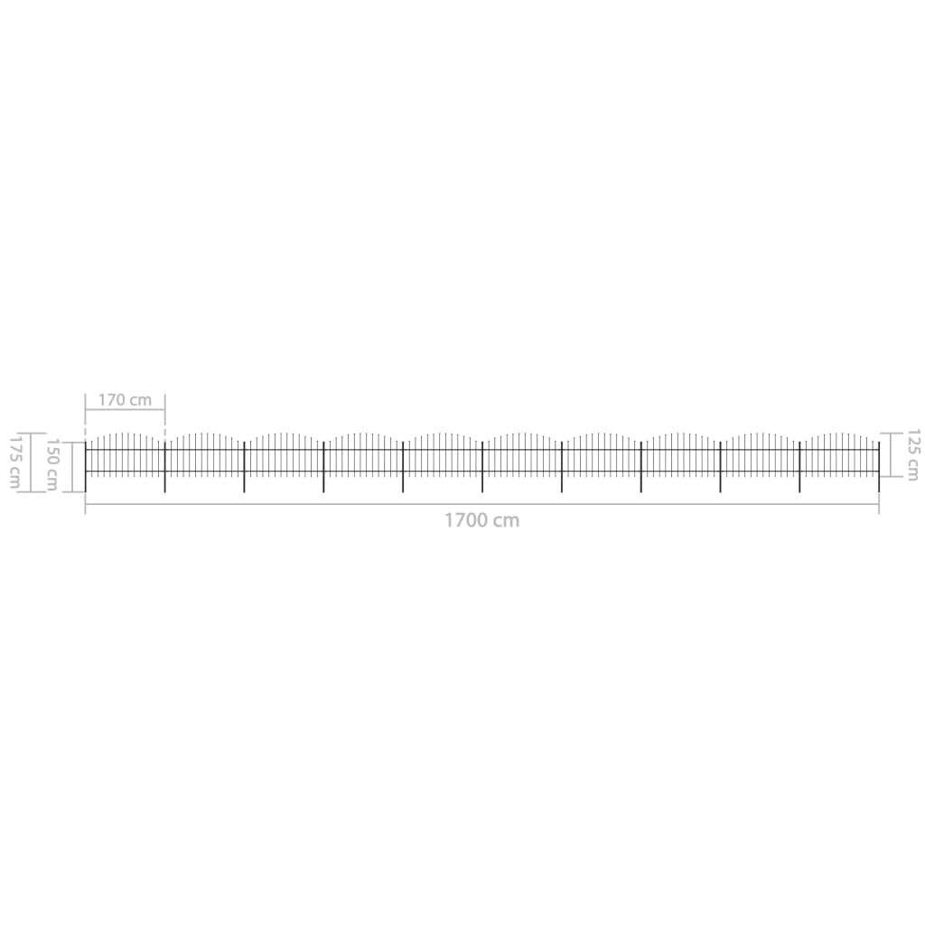 vidaXL Garden Fence with Spear Top Steel