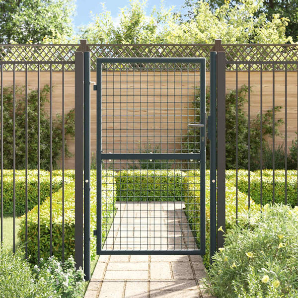 vidaXL Mesh Garden Gate Galvanised Steel 100x200 cm Grey