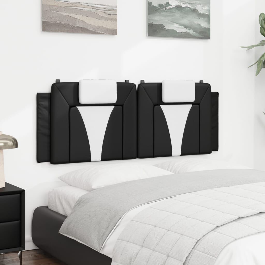 vidaXL Headboard Cushion Black and White 137 cm Double Faux Leather