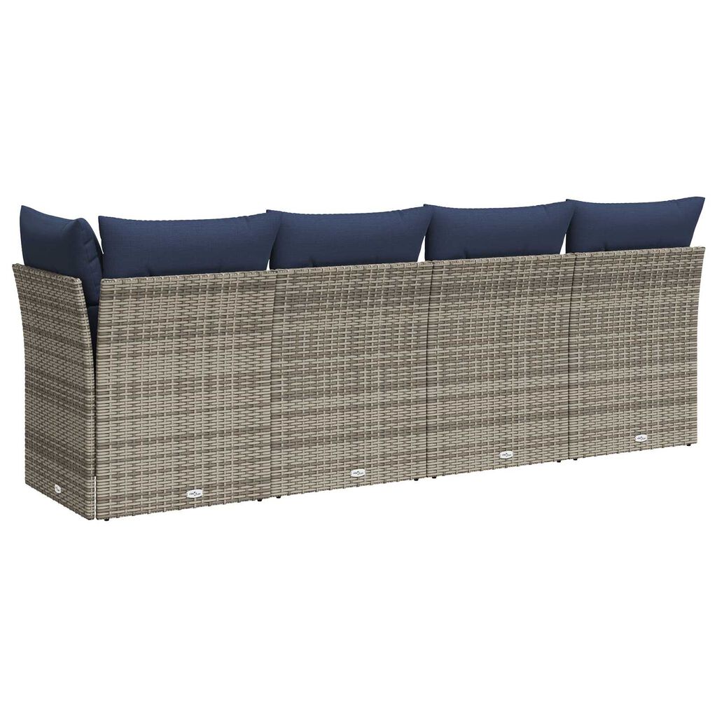 vidaXL Garden Sofa with Cushions 4-Seater Grey Poly Rattan