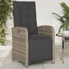 vidaXL Reclining Garden Chairs 2 pcs with Footrest Grey Poly Rattan