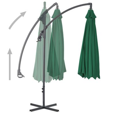 vidaXL Cantilever Garden Parasol with Steel Pole 300 cm Green