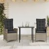 vidaXL 5 Piece Garden Dining Set with Cushions Grey Poly Rattan