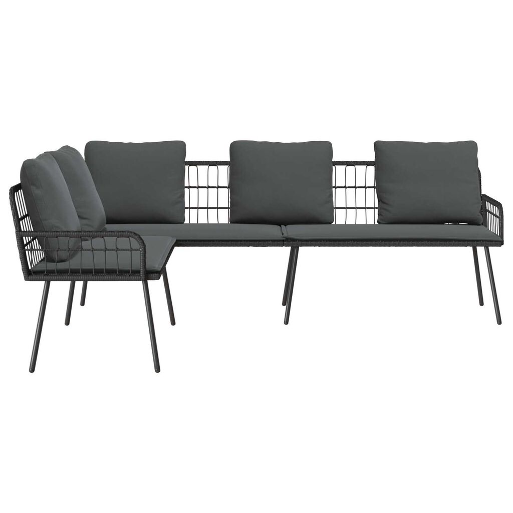 vidaXL L-Shaped Sofa Black 231x173x78 cm Poly Rattan