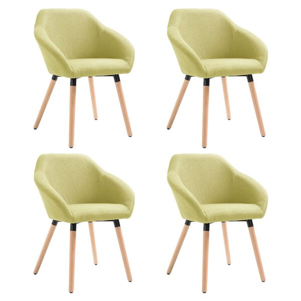 vidaXL Dining Chairs 4 pcs Green Fabric