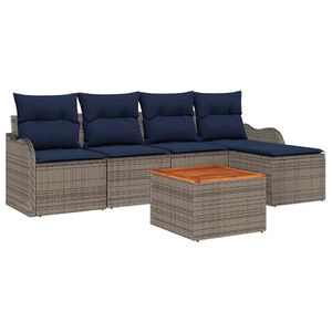 vidaXL Garden Sofa Set 6 pcs Grey Poly rattan