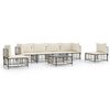 vidaXL 7 Piece Garden Lounge Set with Cushions Anthracite Poly Rattan