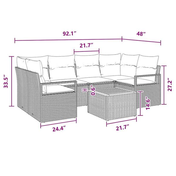 vidaXL Garden Sofa Set 7 pcs Black and turquoise