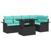 vidaXL Garden Sofa Set with Cushion 6 pcs Black Poly rattan