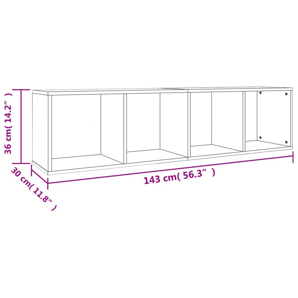 vidaXL Book Cabinet/TV Cabinet Concrete Grey 36x30x143 cm Engineered Wood