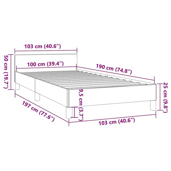 vidaXL Bed Frame without Mattress Light Grey 100x190 cm Velvet