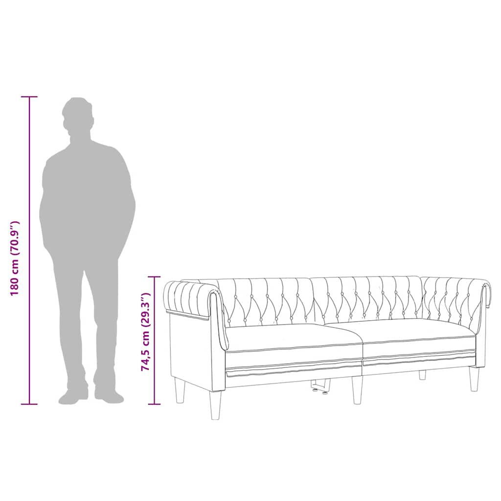 vidaXL Chesterfield Sofa 3-Seater Brown Fabric