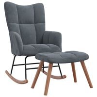 vidaXL Rocking Chair with a Stool Dark Grey Velvet