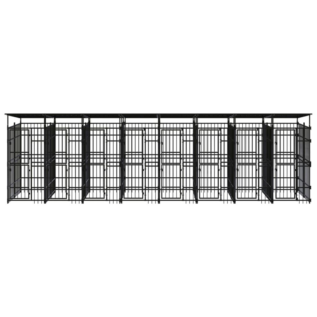 vidaXL Outdoor Dog Kennel with Roof Steel 14.75 m²