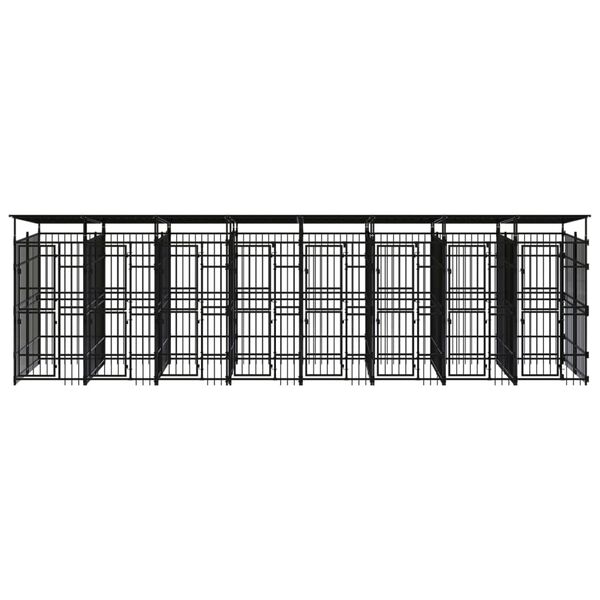 vidaXL Outdoor Dog Kennel with Roof Steel 14.75 m²