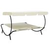 vidaXL Outdoor Lounge Bed with Canopy and Pillows Cream White
