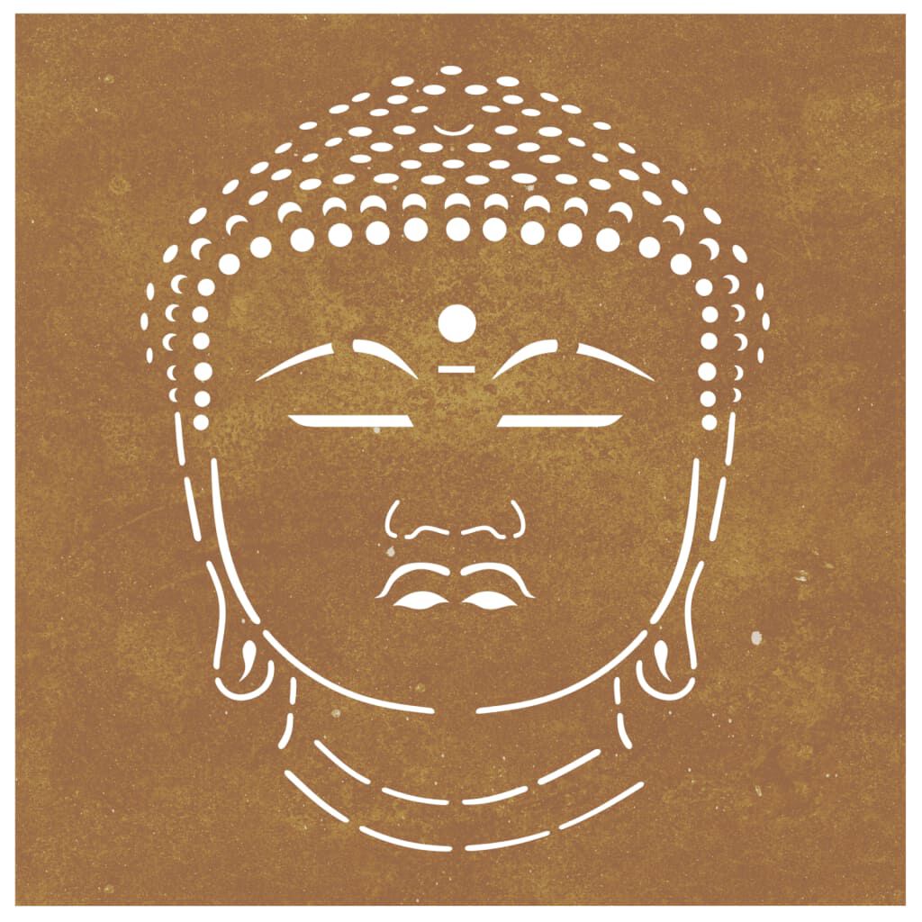 vidaXL Garden Wall Decoration 55x55 cm Corten Steel Buddha Head Design