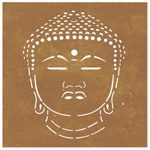 vidaXL Garden Wall Decoration 55x55 cm Corten Steel Buddha Head Design