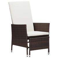 vidaXL Reclining Garden Chair with Cushions Poly Rattan Brown