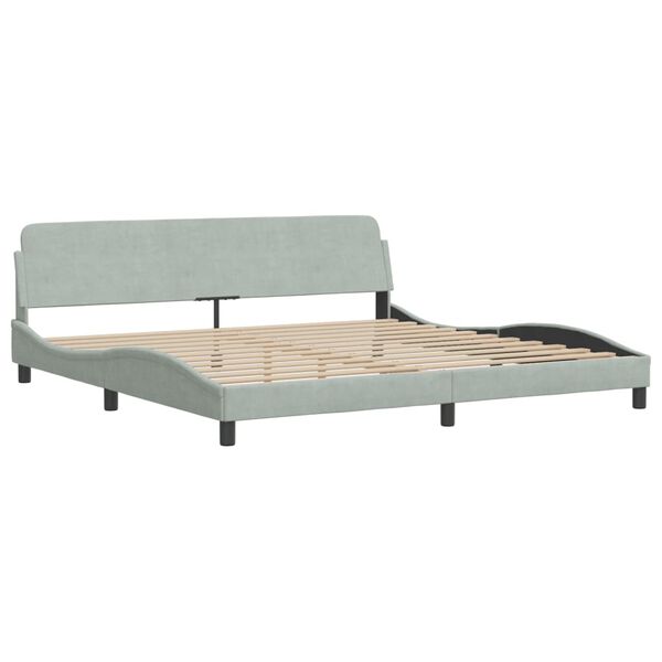 vidaXL Bed Frame with LED without Mattress Light Grey 193x203 cm Velvet