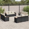 vidaXL 12 Piece Garden Sofa Set with Cushions Black Poly Rattan